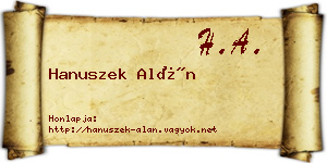 Hanuszek Alán névjegykártya